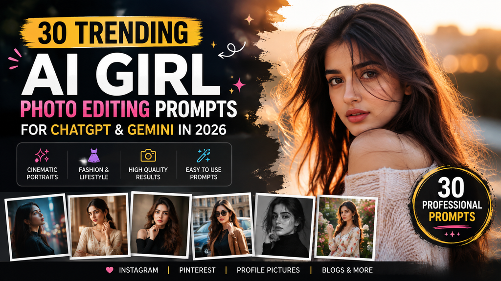 30 Trending AI Girl Photo Editing Prompts for ChatGPT & Gemini in 2026