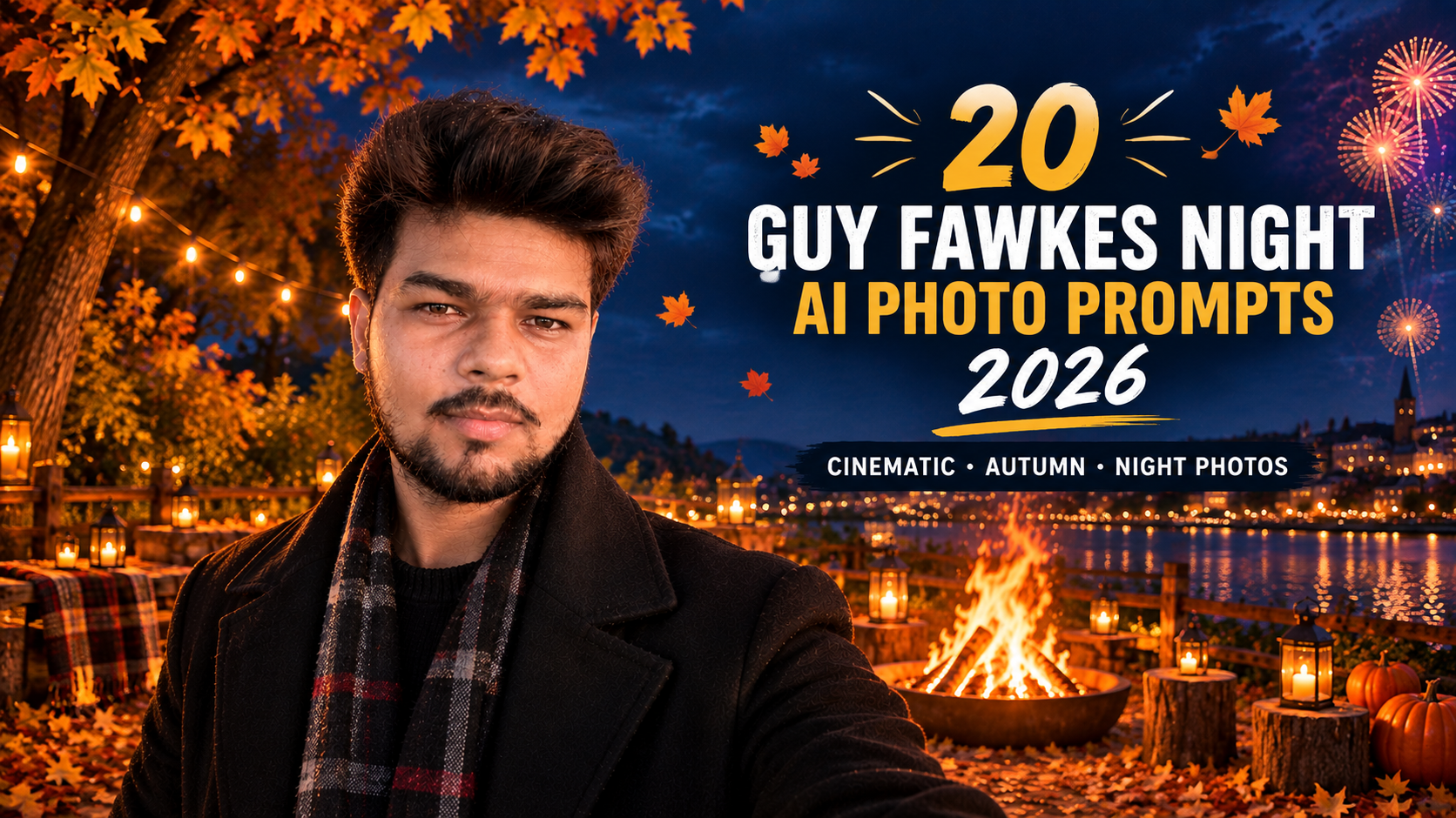 20 Guy Fawkes Night AI Photo Prompts 2026 for Cinematic Bonfire & Firework Photos